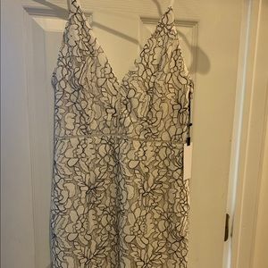 Astr lace black and white form fitting dress